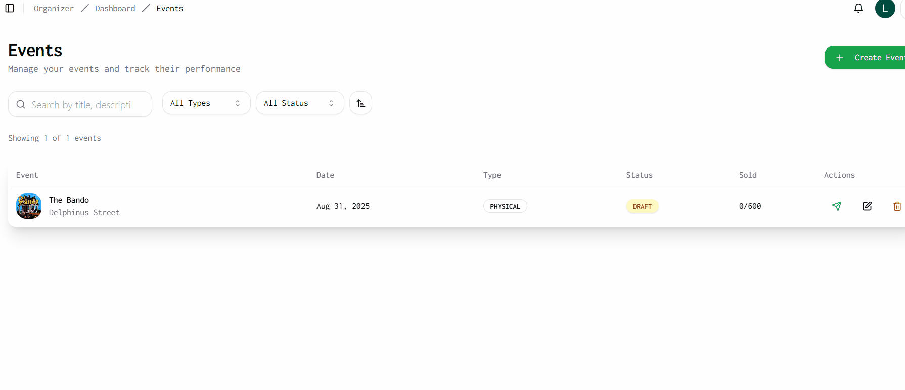 Publishing event demonstration